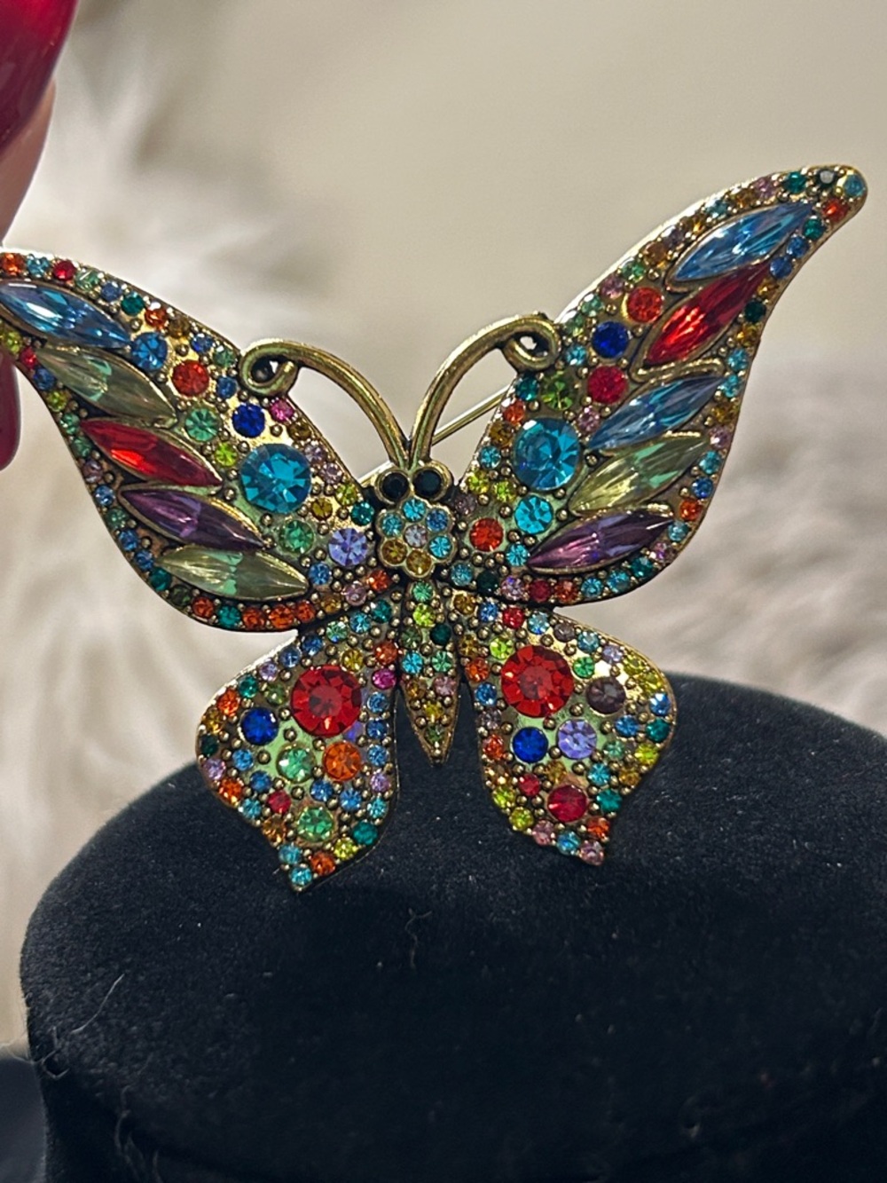 Multicolor Crystal Butterfly Brooch - Picture 6 of 6